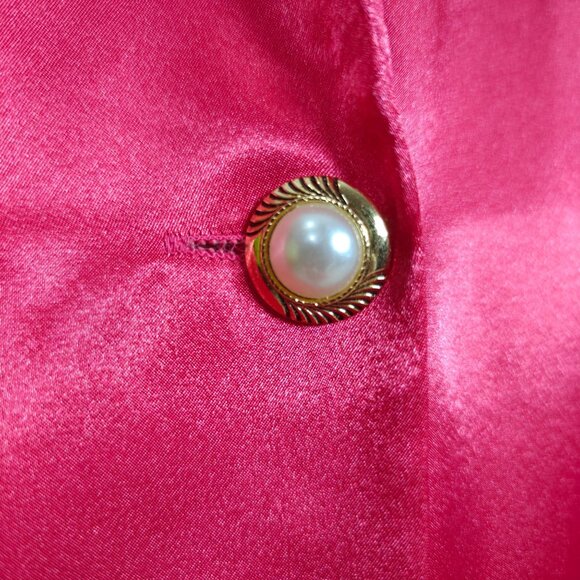 Vintage Victorias Secret Pajama Set Hot Pink Magenta Satin Blazer & Pants Size S - Picture 4 of 8